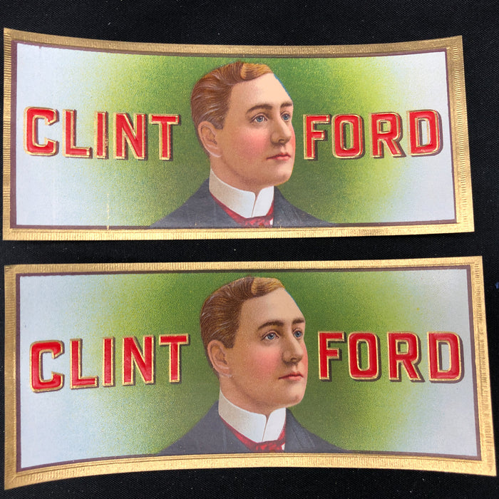 Clint Ford Cigar Label Box Wrapper Original Embossed Lettering Lithograph Unused