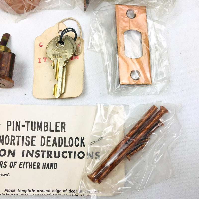 Yale Tubular Mortise Deadlock 6 Pin Cylinder Locks 170 1/4 US10 Satin Brass NOS