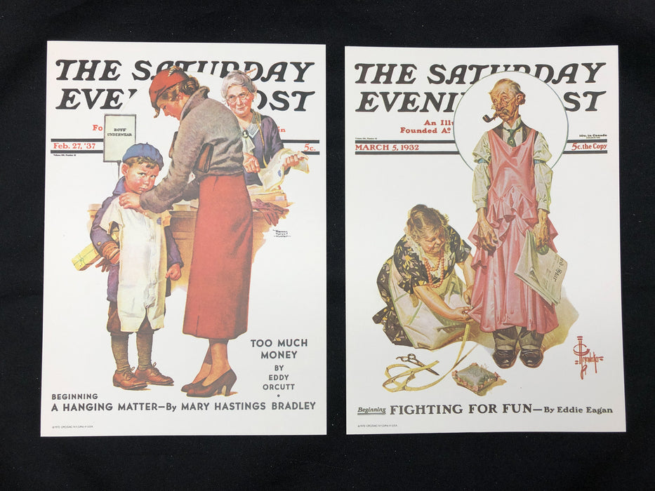 Saturday Evening Post Lithograph Prints 1930s Magazine Cover 5x7 Orig Envelope