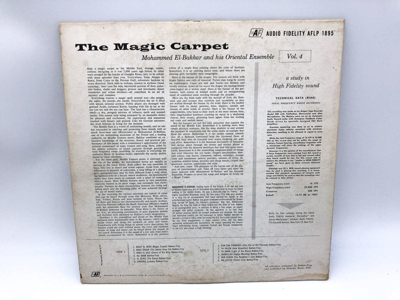 Mohammed El-Bakkar The Magic Carpet Music of Middle East Vol. 4 Record AFLP 1895 2