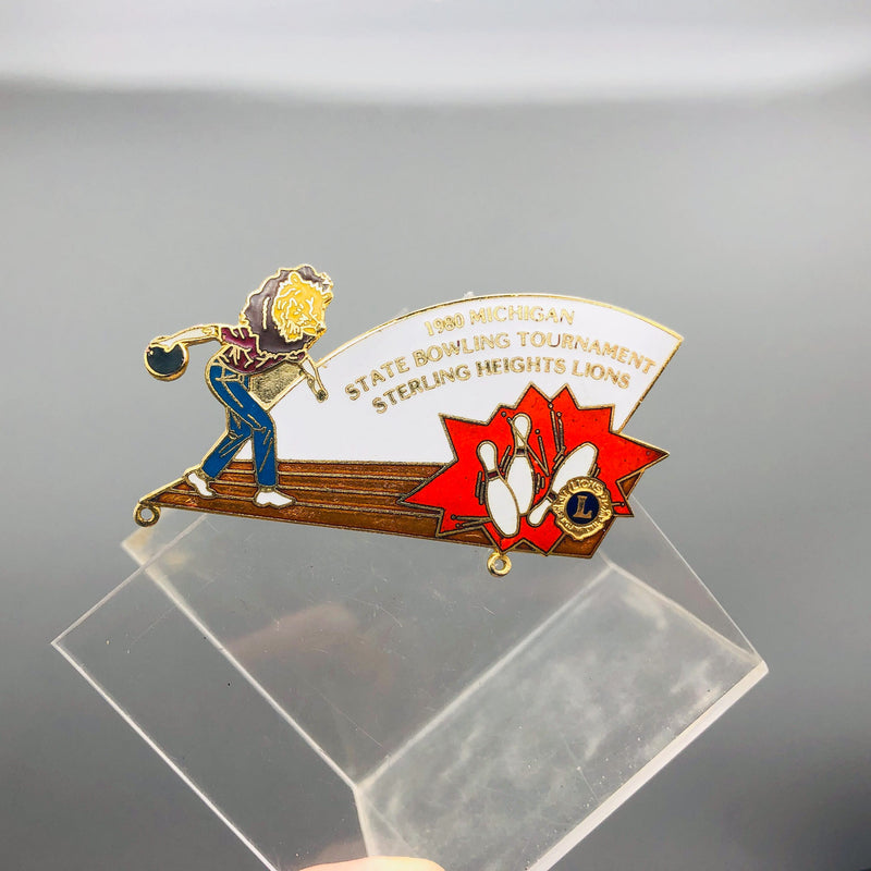Vintage Lions Club Lapel Pin Michigan Bowling Tournament Sterling Heights 7