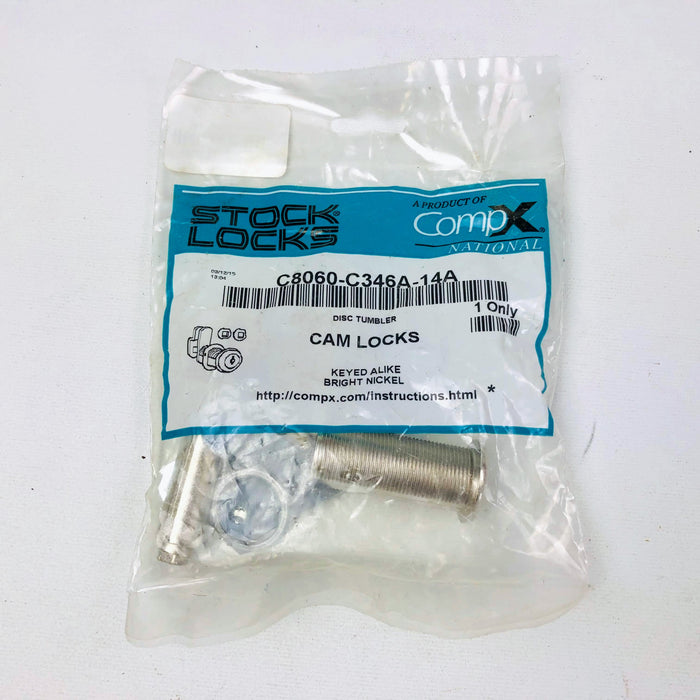 CompX National Cam Lock C8060-C346A-14A Qty 1 Bright Nickle Disc Tumbler New