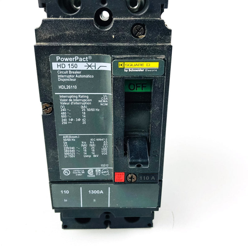Square D HDL26110 Circuit Breaker 110A H Frame 15311 2 Pole New Old Stock NOS 3