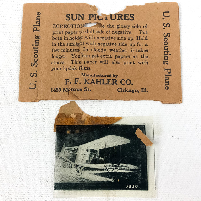 Sun Pictures Negative Photograph P.F. Kahler Co. U.S. Scouting Plane Military