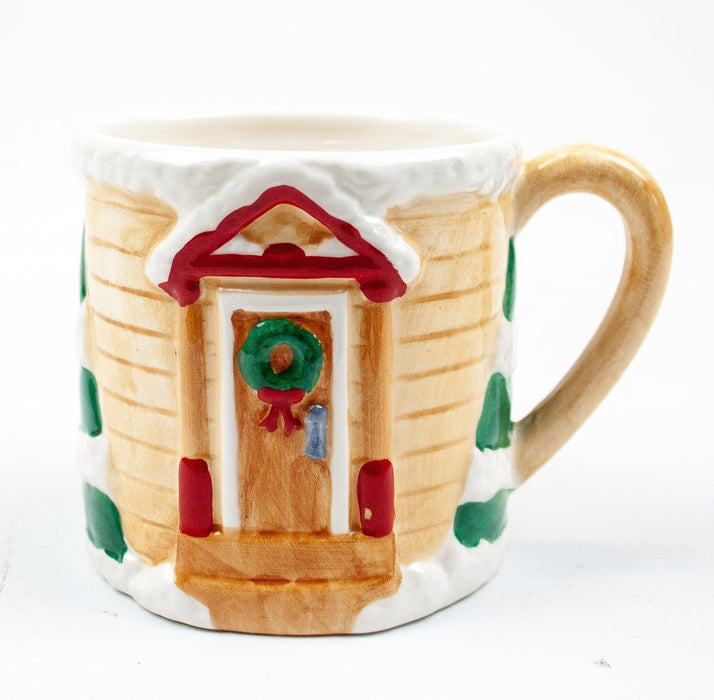 MCE Edi Sausalito: Ceramic Christmas Holiday Mugs - Snow Cottage, Set Of 2 | IOB 7