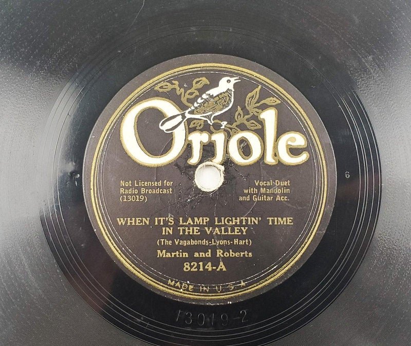 Martin And Roberts When It's Lamp Lighting Time In the Valley 78 Single Record 1