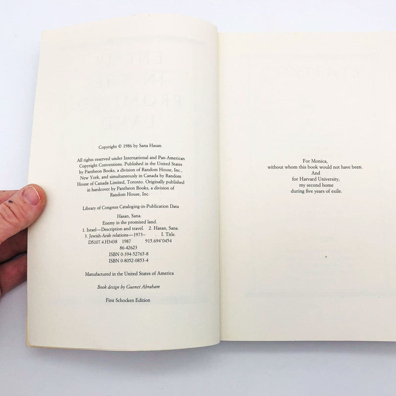 Enemy In The Promised Land Paperback Sana Hasan 1987 1st Edition Jewish Arab 7