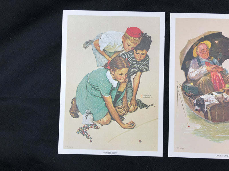 Norman Rockwell Lithograph Prints Knuckles Down Golden Day 5x7 Original Envelope