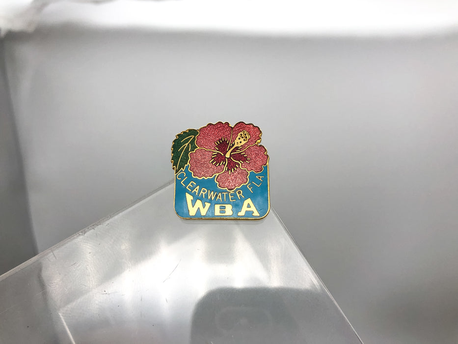 Womens Bowling Association Lapel Pin Clearwater Florida WBA Enamel Flower Floral