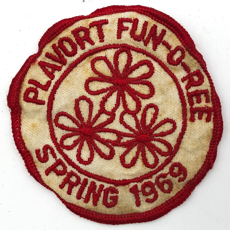 Vintage Girl Scout Patch Plavort Fun-O-Ree Spring 1969 Embroidered Red White 1