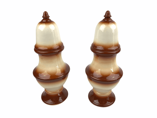Large Pawn Chess Ceramic Salt & Pepper Shakers 10" Tall Vintage Signed HN 1