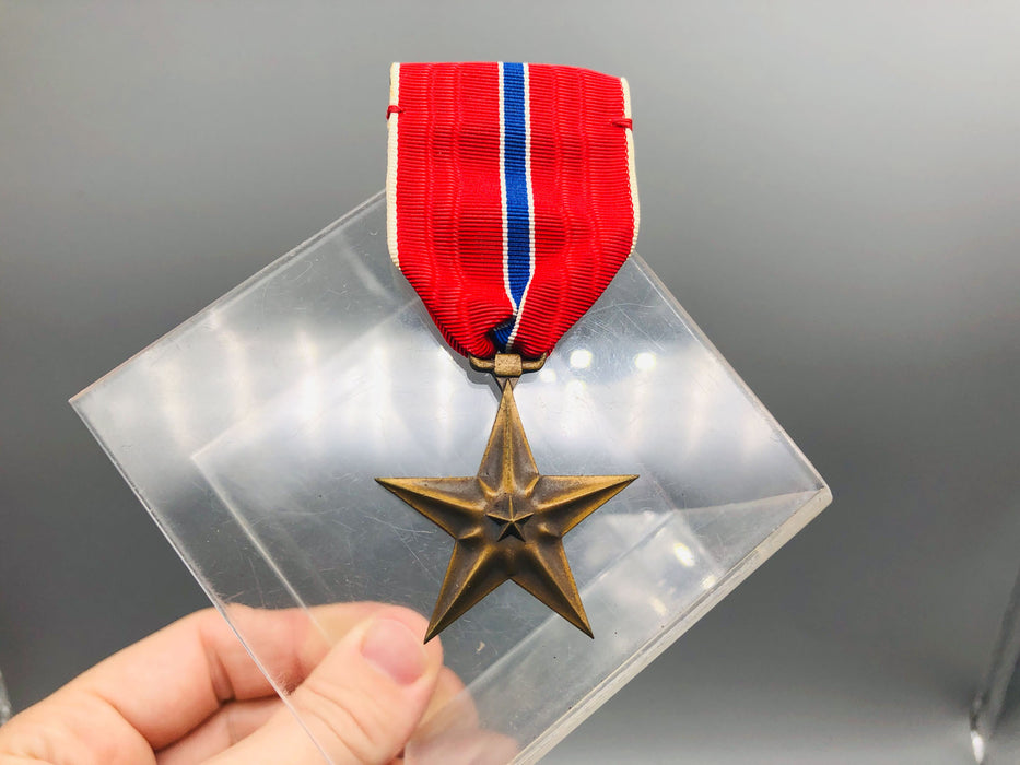 Vintage Bronze Star Medal Award Ribbon Military Heroic Meritorious Achievement 6