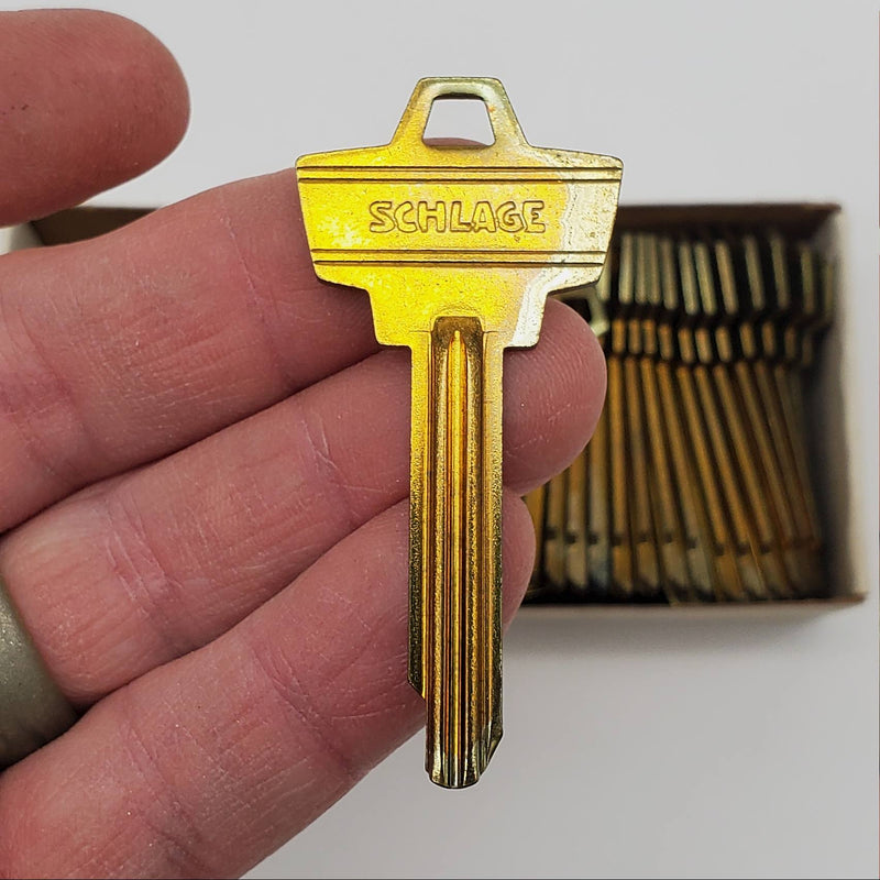 50x Schlage 35-202 Key Blanks Gold Tone Brass Stamped W NOS 1