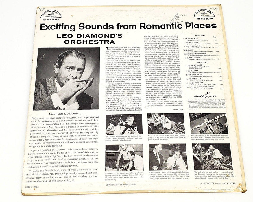 Leo Diamond Exciting Sounds From Romantic Places 33 RPM LP Record ABC-Paramount 2