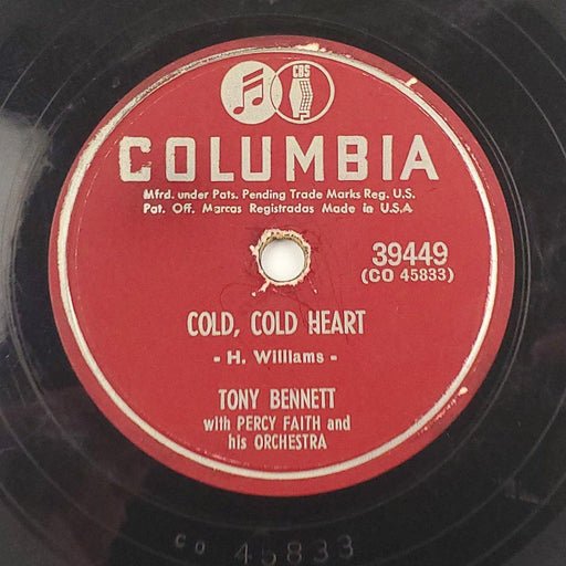 Tony Bennet Cold, Cold Heart 78 RPM Single Record Columbia 1951 1