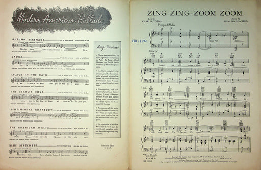 Perry Como Sheet Music Zing Zing Zoom Zoom S Romberg Charles Tobias Love Song 2