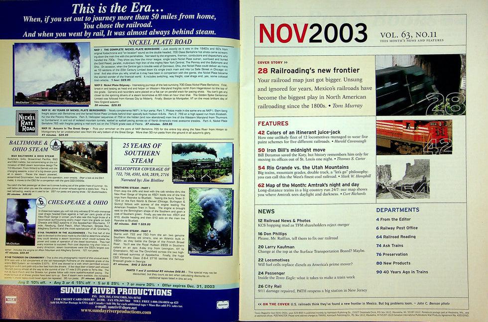 Trains Magazine November 2003 Vol 63 No 11 New Frontier