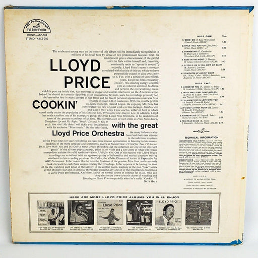 Lloyd Price Cookin' Record 33 RPM LP ABC-382 ABC-Paramount 1961 2