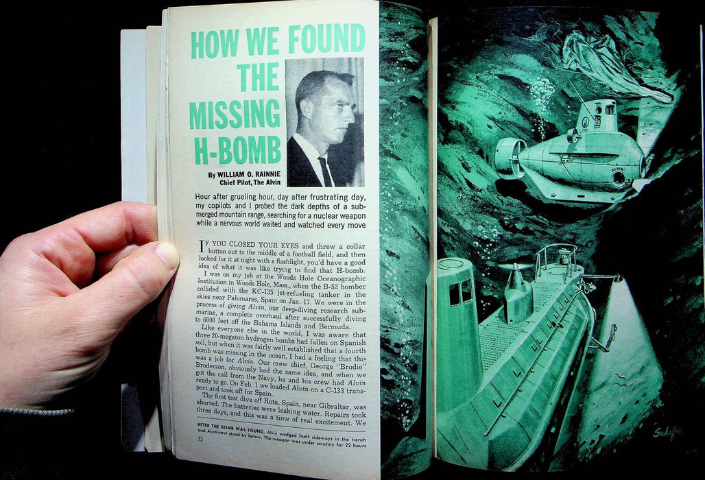 Popular Mechanics Magazine August 1966 Finding Missing H Bomb Hydrogen Accident