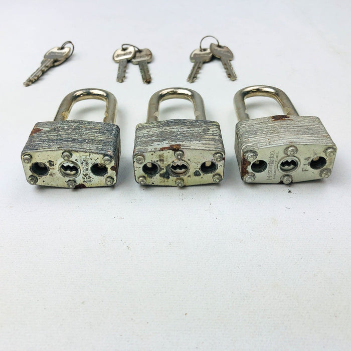 3ct Vintage No 510 Master Lock Padlock Adjustable Shackle 2-1/4" NOS Keyed Alike 10