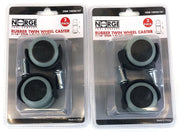 Lot of 4 Norge Rubber Twin Wheel Caster 7/16" Stem 1-9/16" Wheel #10026187 1