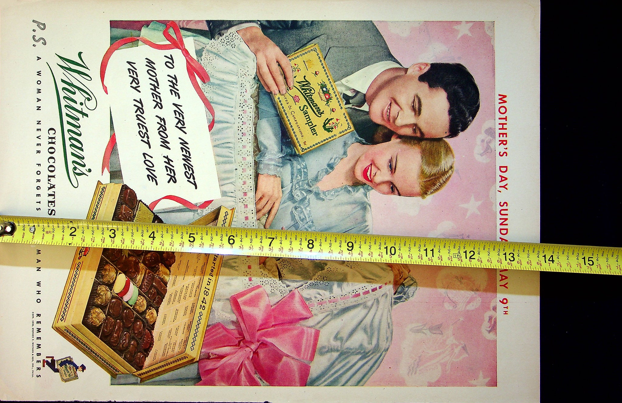 1950 Whitman's Chocolate Sampler Print Ad Mother's Day 14