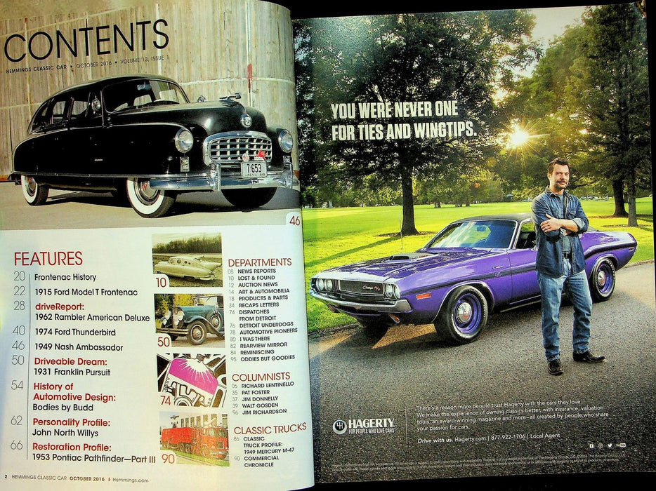 Hemmings Classic Car Magazine October 2016 Vol 13 # 1 Frontenac Speedster