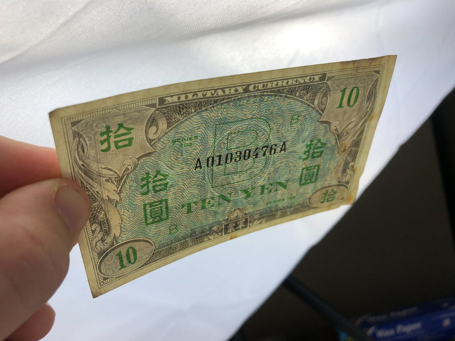 Japanese Japan 10 Ten Yen Military Currency Banknote Note WW2 WWII B 100 Series 3