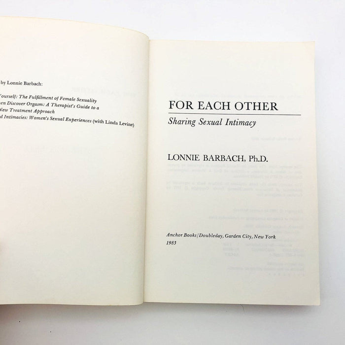 For Each Other Paperback Lonnie Barbach PHD 1983 Women Sexual Behavior 6