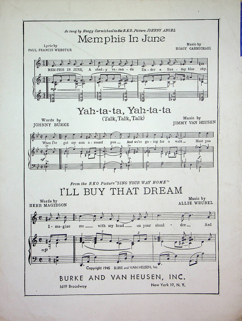 I'll Buy That Dream Sheet Music Allie Wrubel 1945 Sing Your Way Home Movie Piano 2