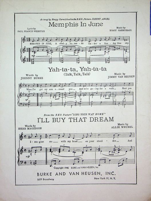 I'll Buy That Dream Sheet Music Allie Wrubel 1945 Sing Your Way Home Movie Piano 2