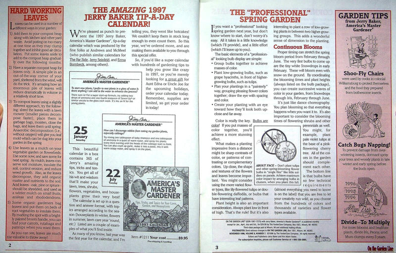 On The Garden Line Magazine Nov 1996 Rooting Perrenials, Houseplant Acupuncture