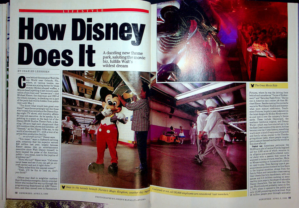 Newsweek Magazine April 3 1989 New Walt Disney World Orlando Florida Theme Park