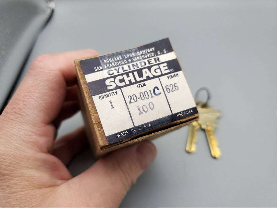 Schlage Mortise Lock Cylinder 20-001 C Keyway Satin Chrome 626 1" Length NOS