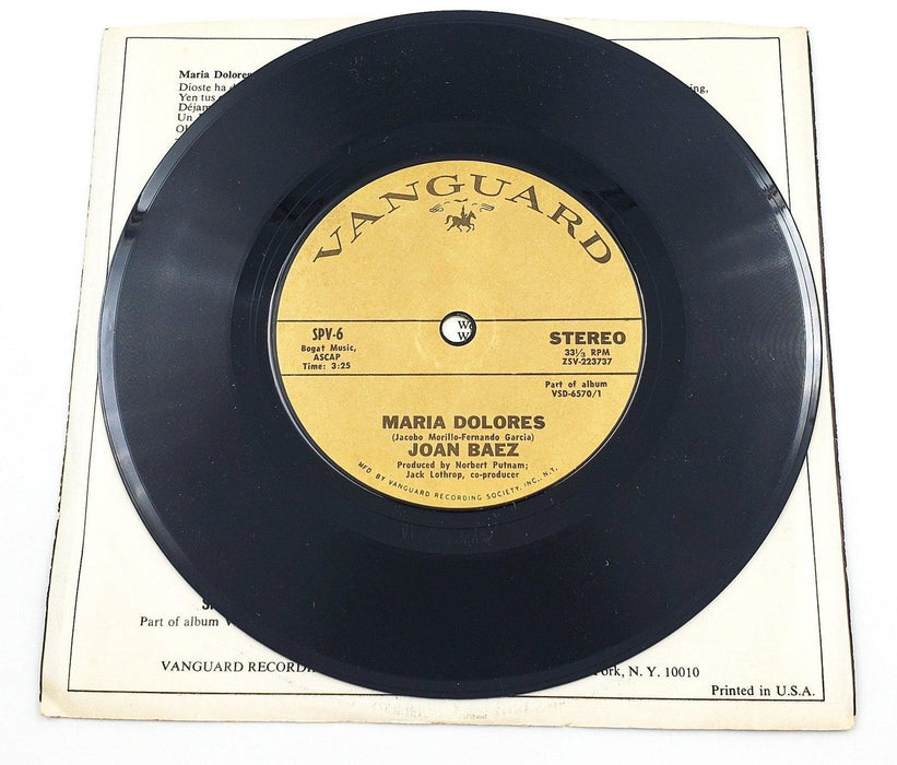 Joan Baez Maria Dolores 33 RPM Single Record Vanguard 1971 SPV-6 3