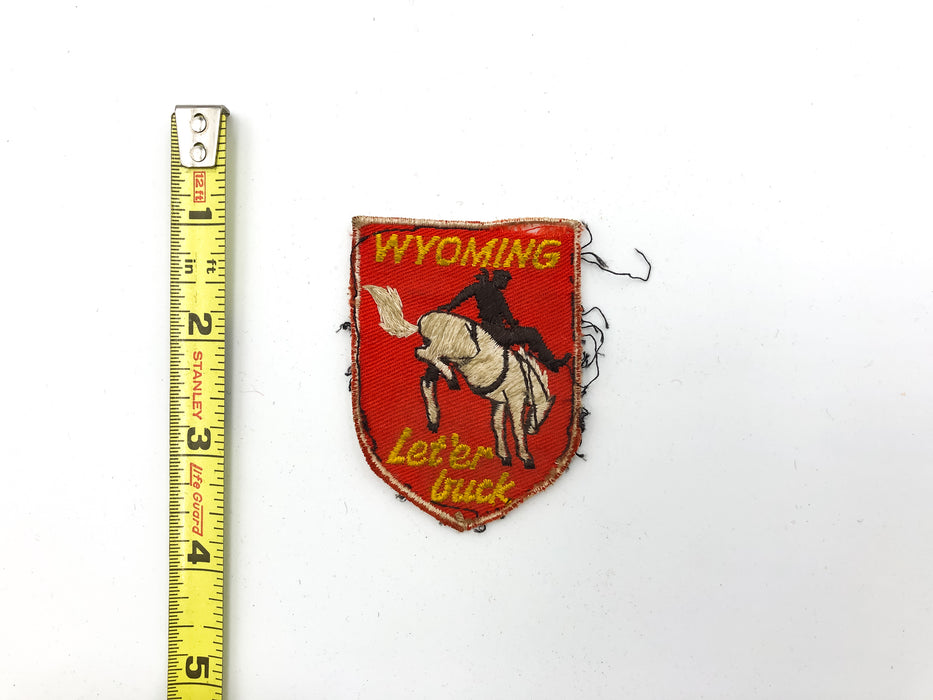 Vintage Wyoming Let'er Buck Patch Souvenir State Souvenir Embroidered