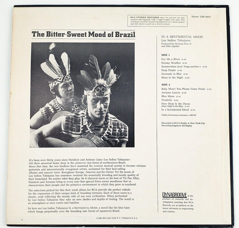 Los Indios Tabajaras In a Sentimental Mood Record 33 RPM 1968 Deep Purple 2