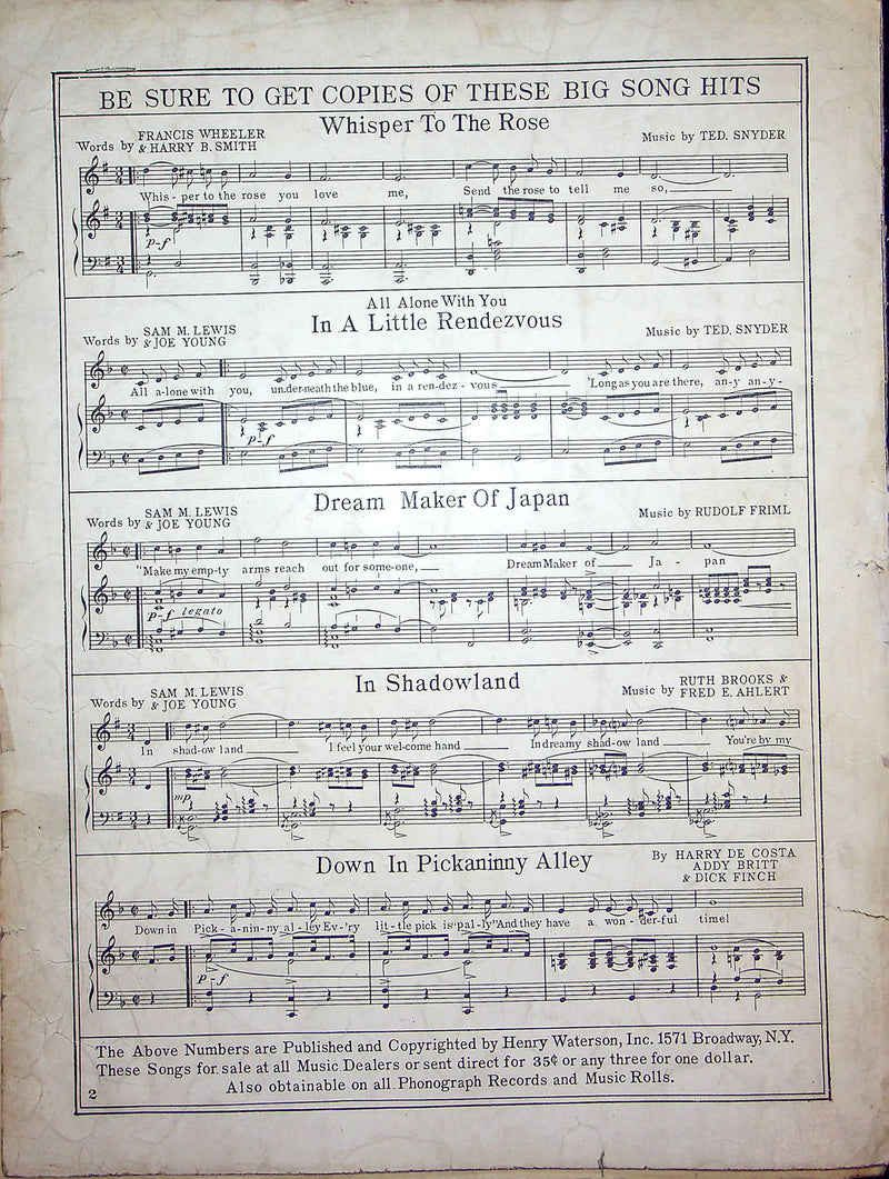 Sheet Music Because They All Love You Tommie Malie Jack Little 1924 Piano Song 3