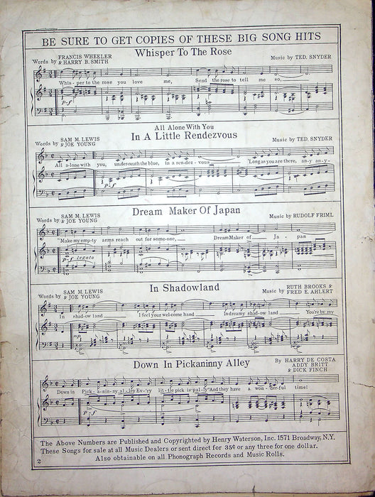 Sheet Music Because They All Love You Tommie Malie Jack Little 1924 Piano Song 3
