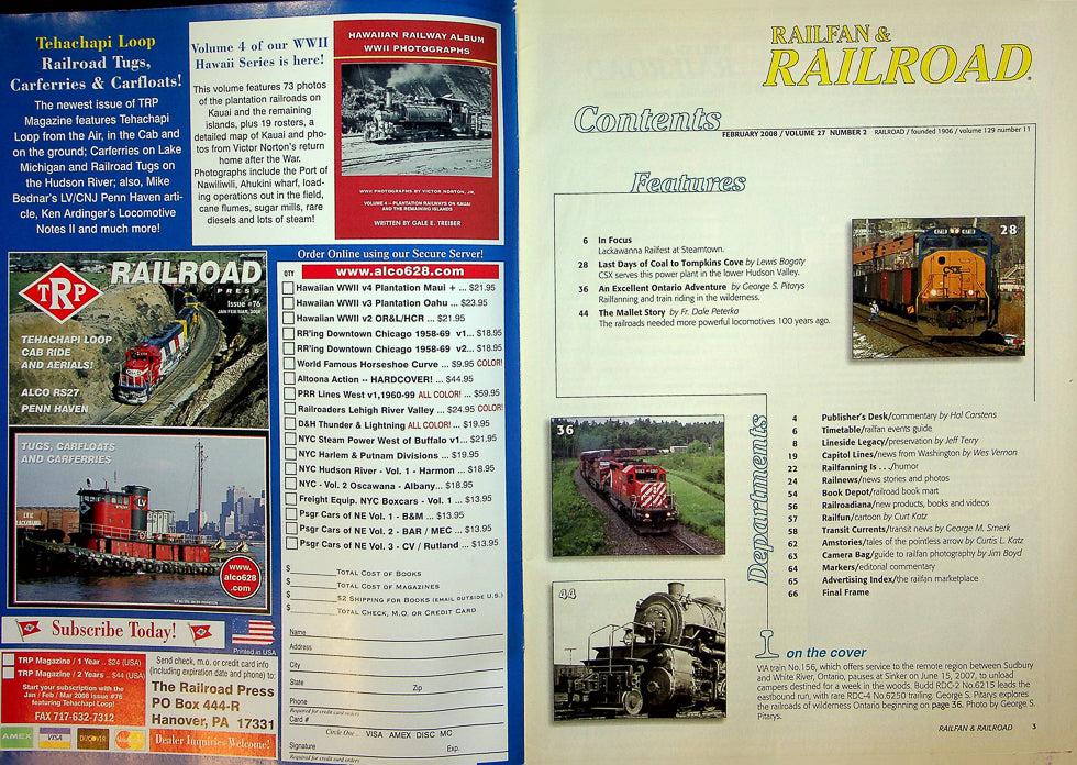 Railfan & Railroad Magazine February 2008 Vol 27 No 2 Hudson Valley Coal Trains