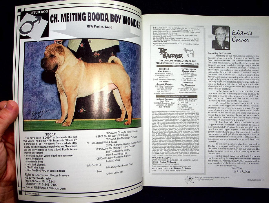 The Barker Magazine May June 2000 Shar-Pei Dog Show Salivary Mucocele Disease