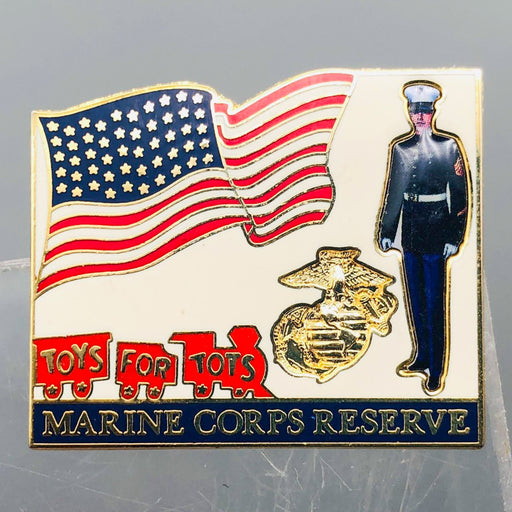 Toys For Tots Lapel Pin Pinback US Marine Corps Reserve Patriotic Dress Blues 1