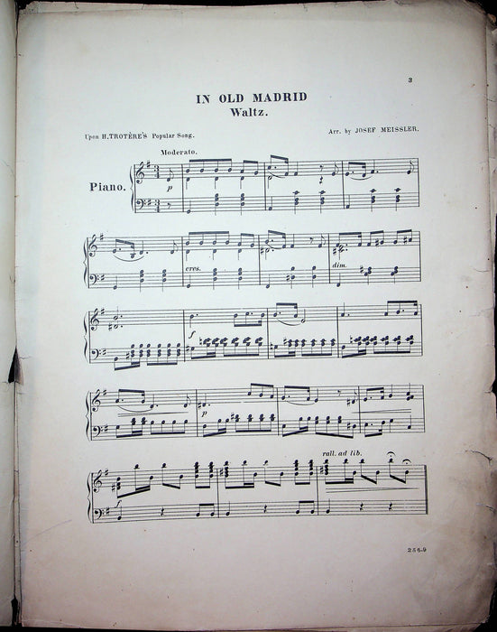 In Old Madrid Waltz Vintage Sheet Music Josef Meissler Piano Song 2