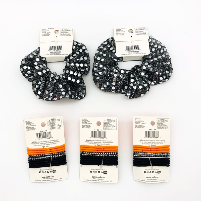 29-Piece Scunci Halloween Spooky October Scrunchies Hair Ties Orange Pumpkin