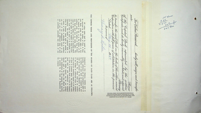 Reiter Dairy Company Stock Certificate Bond Scripophilly Akron Ohio 1967 No 323