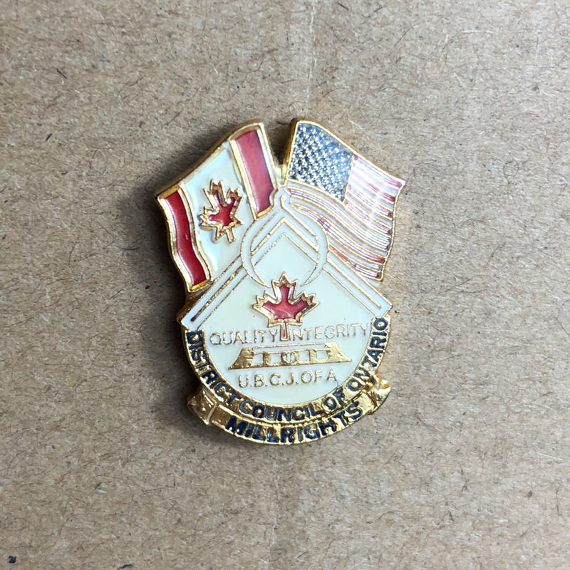 United Brotherhood of Carpenter's UBC Lapel Pin Ontario Canada Millrights Flags 1