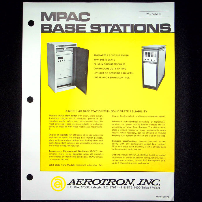 Aerotron MPAC Base Station Brochures Desktop Modular & Cabinet Mount Lot of 4