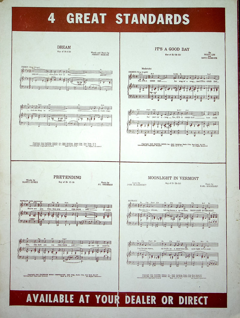 Vintage Sheet Music Manana Is Soon Enough For Me Peggy Lee Dave Barbour 1948 2