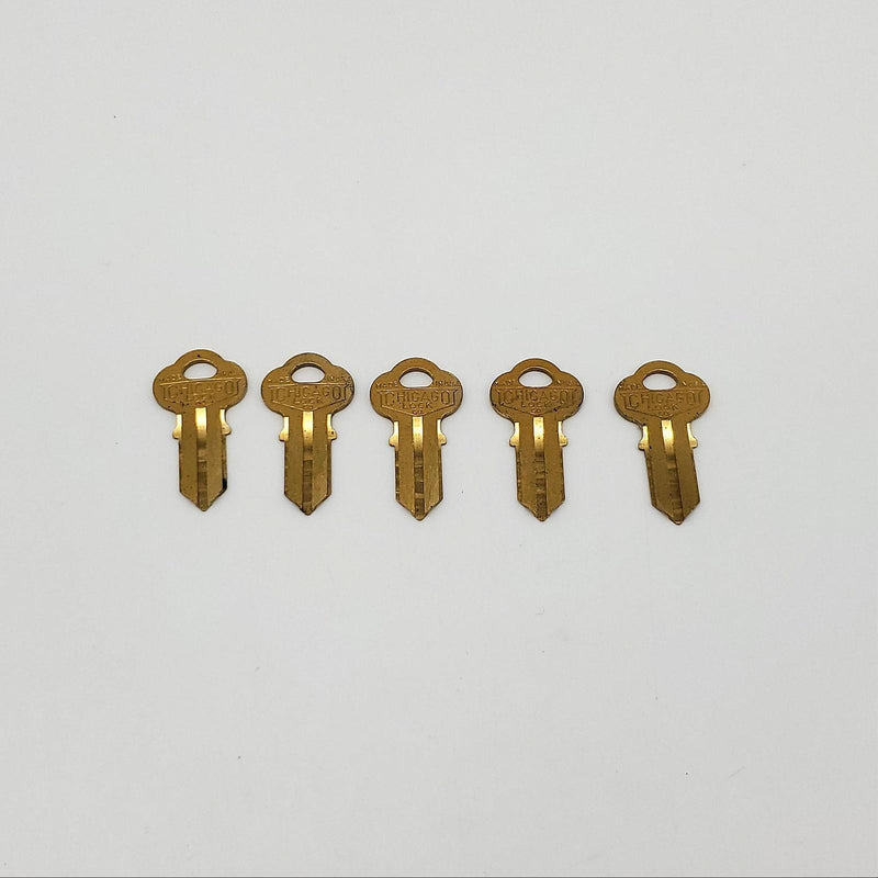5x Chicago Lock Co. K-21 Key Blanks Brass Vintage USA Made NOS