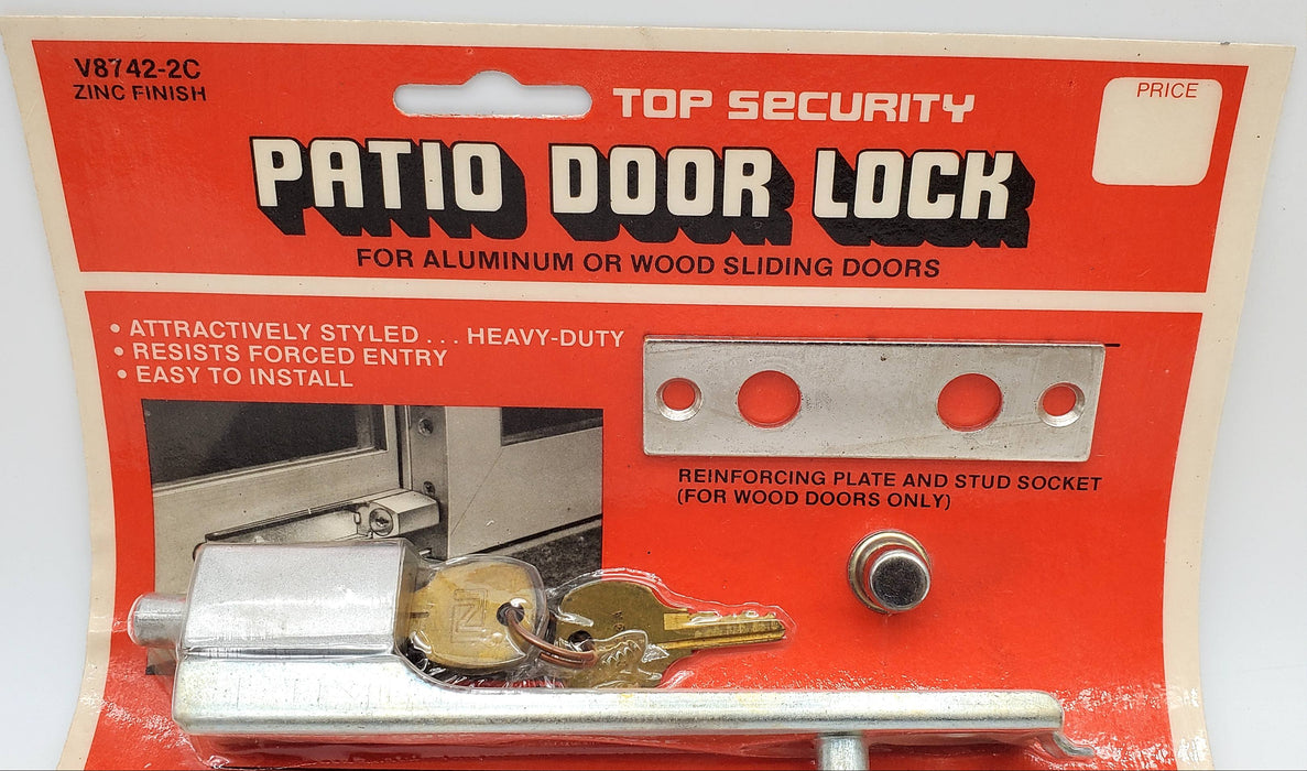 Patio Door Lock Sliding Doors Wood or Aluminum Keyed National Lock Zinc Finish